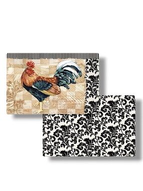 Rooster Theme 4 Placemats Reversible Farmhouse Decor Indoor Outdoor Rustic NEW
